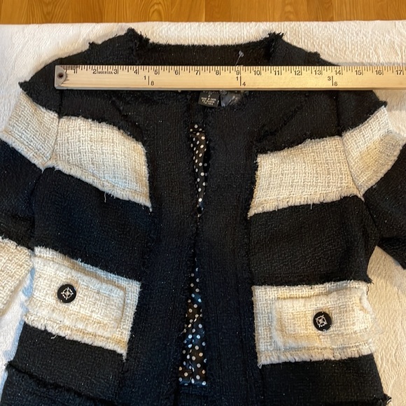 Twenty One Jacket Black White Sparkle Chic Small Crop Bolero - Picture 11 of 12